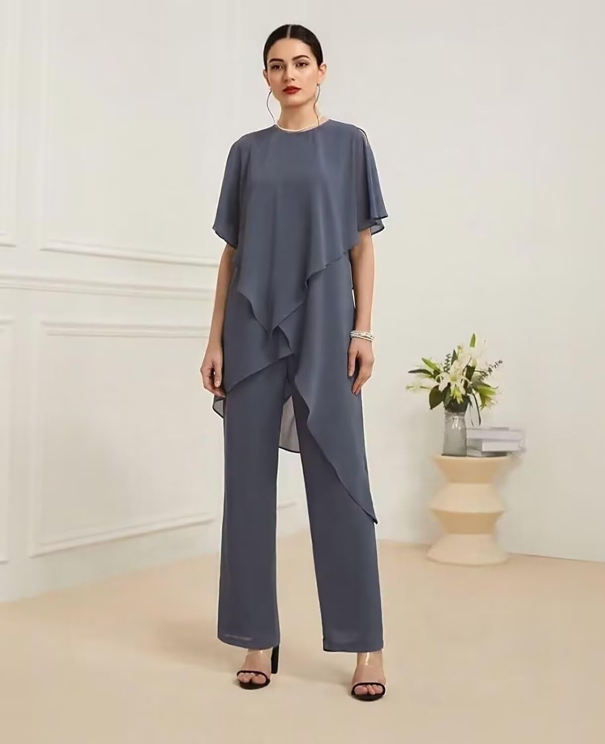 Elegant Dusty Blue Pant Suit for Mother of the Bride