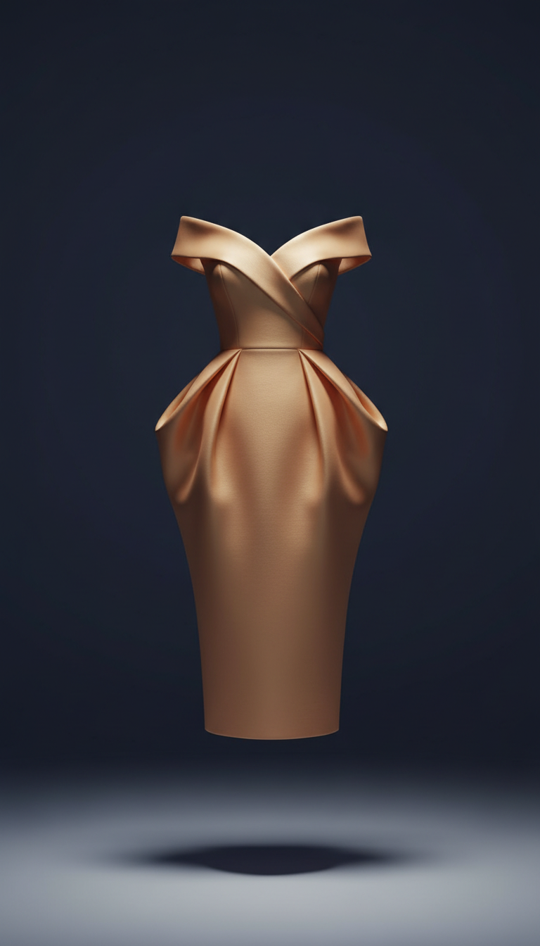 Structured Cocktail Dress in Golden Peach