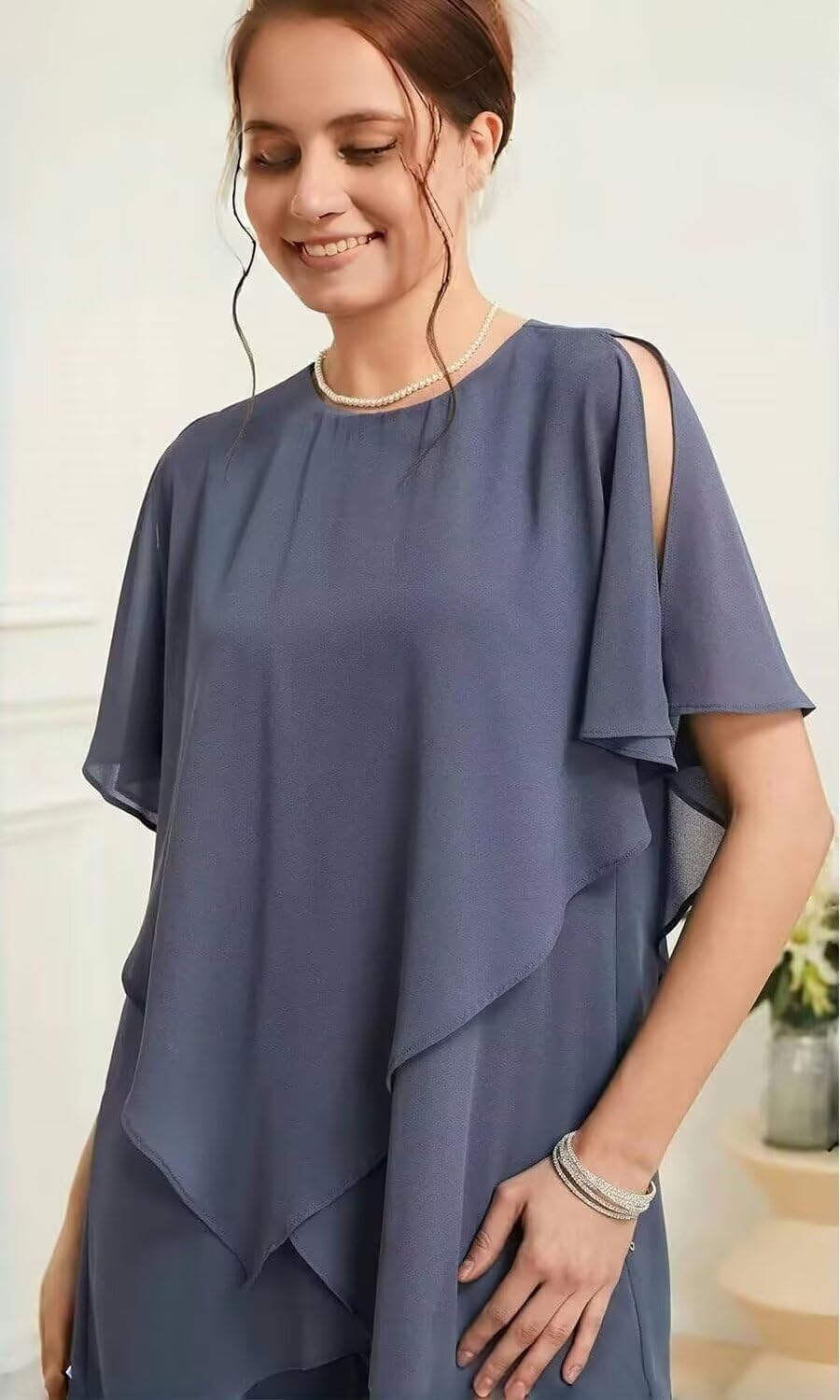 Elegant Dusty Blue Pant Suit for Mother of the Bride