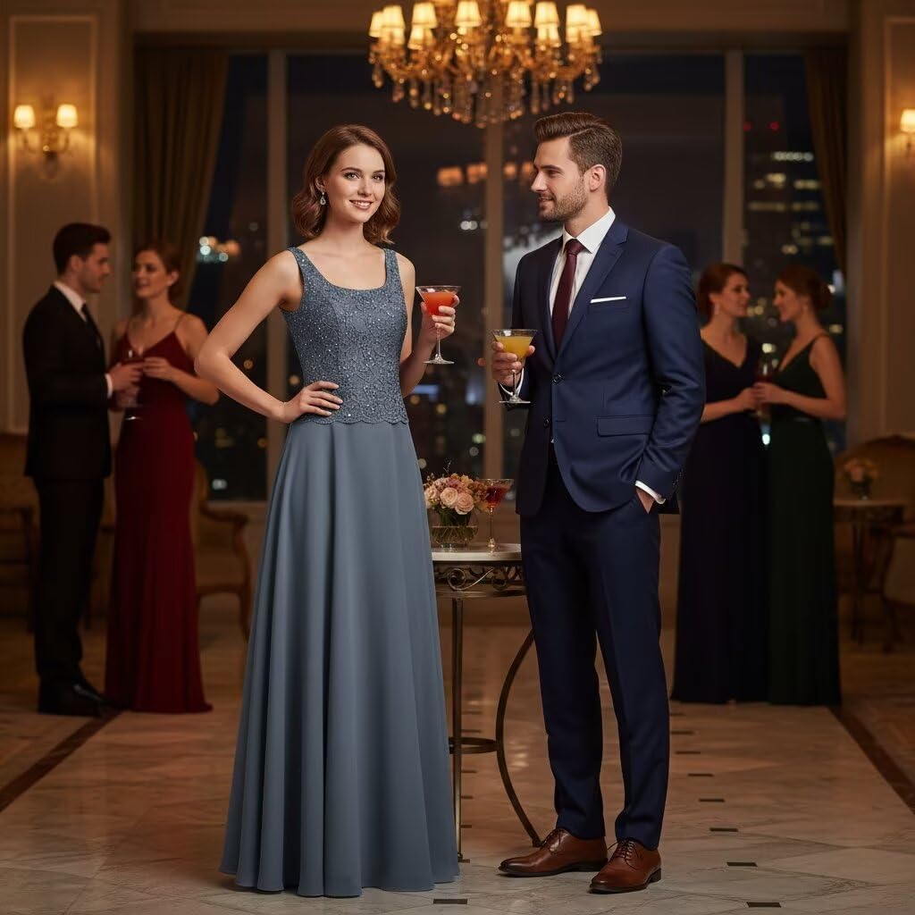 Burgundy 2 Piece Mother of The Bride Dresses 3/4 Sleeve Long Chiffon Lace Formal Evening Dress with Jacket WT016 2