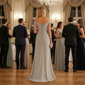 Dusty Blue Chiffon Mother of The Bride Dresses Long Lace Applique Off the Shoulder Formal Evening Gowns WT025 2