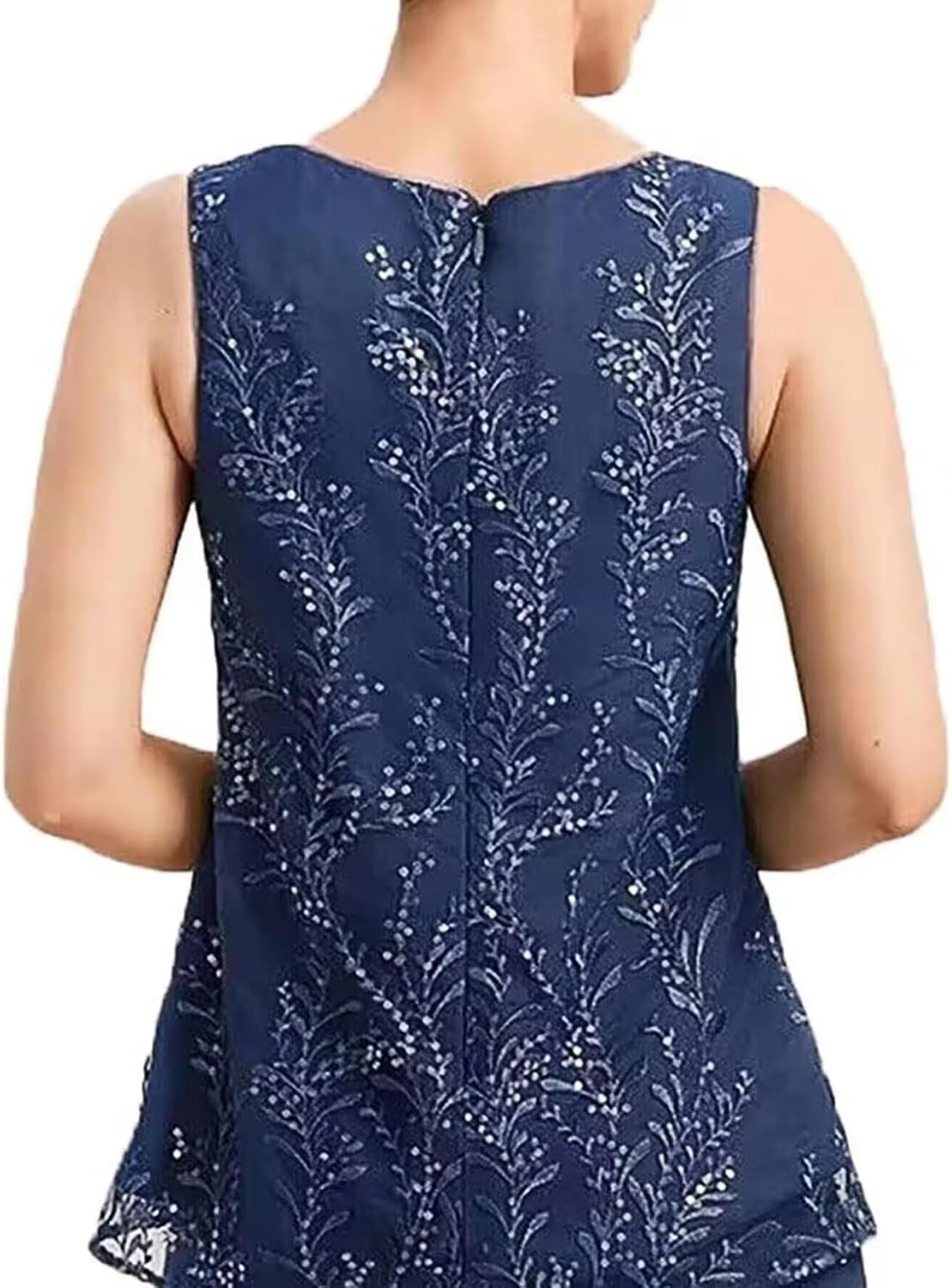2 Pieces Mother of The Bride Dresses with Jackets for Wedding Sequin Chiffon Formal Evening Gowns JH050 Dusty Blue