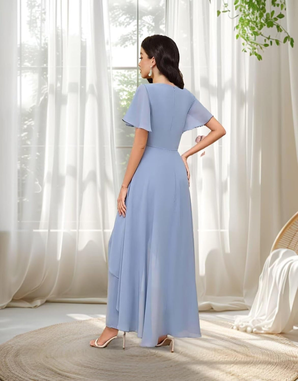 Why the Dusty Blue Chiffon Jumpsuit Might Just Be Your Best Wedding Guest Pick