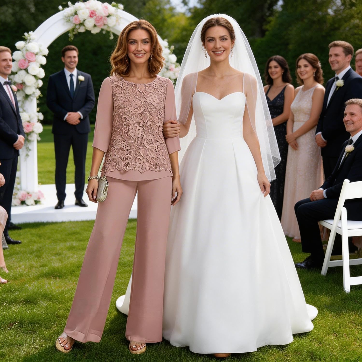 Dusty Blue Mother‑of‑the‑Bride Pantsuit, Elegance in Chiffon