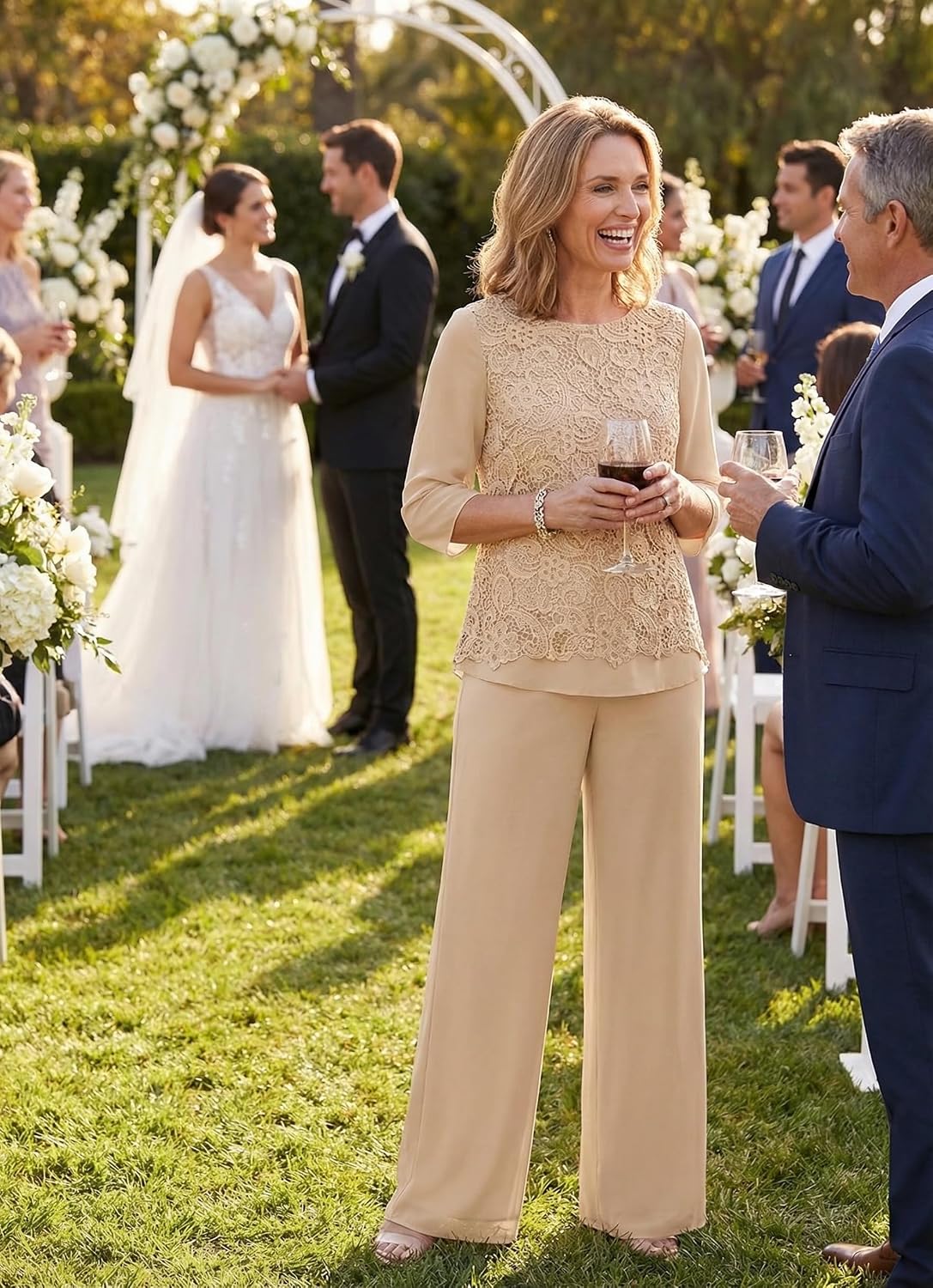 Dusty Blue Mother‑of‑the‑Bride Pantsuit, Elegance in Chiffon