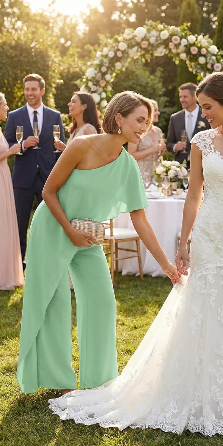 Aqua One‑Shoulder Jumpsuit: A Fresh Take on Wedding Guest Style