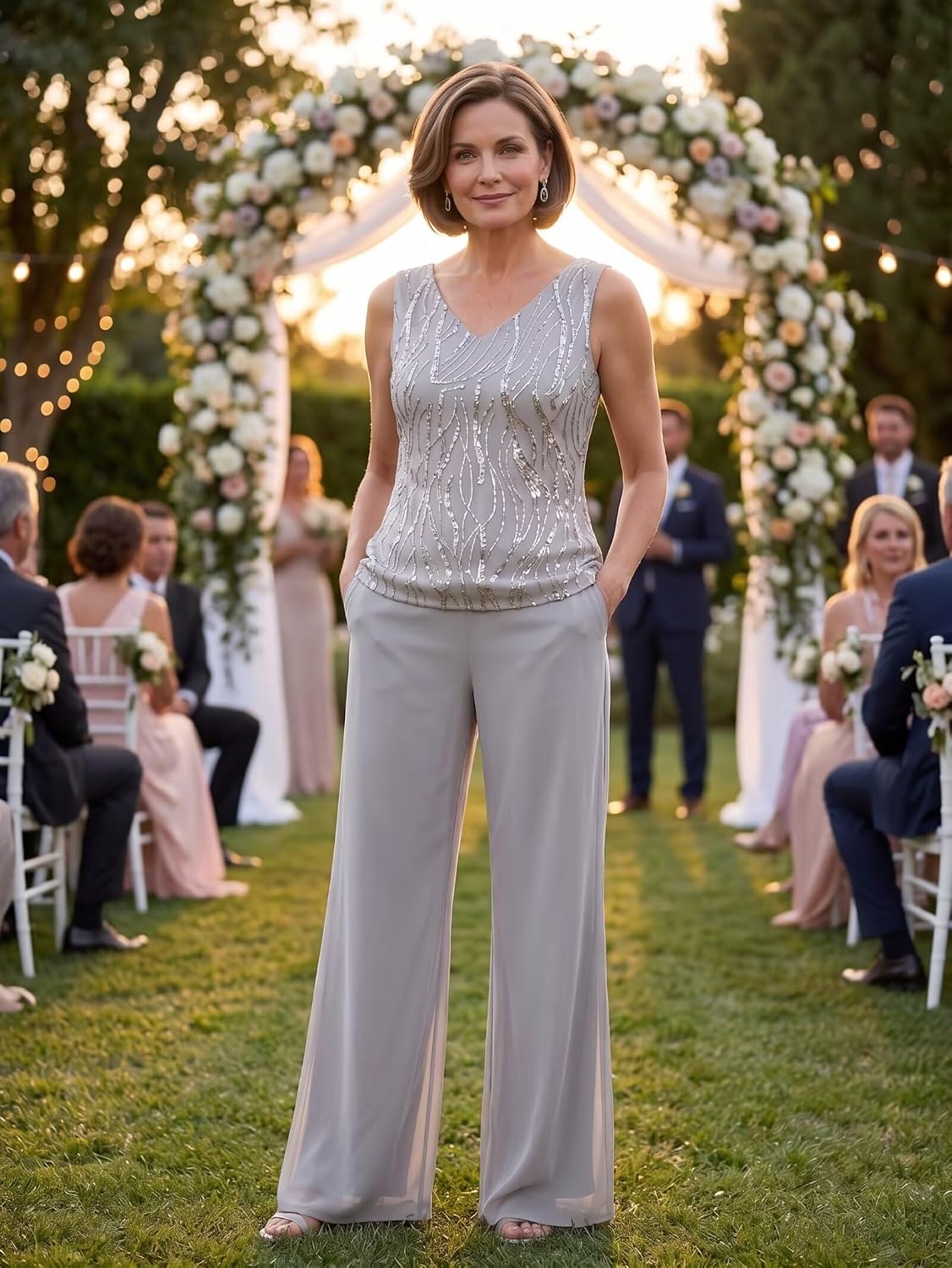 Champagne Elegance: A Mother‑of‑the‑Bride Pant Suit That Works