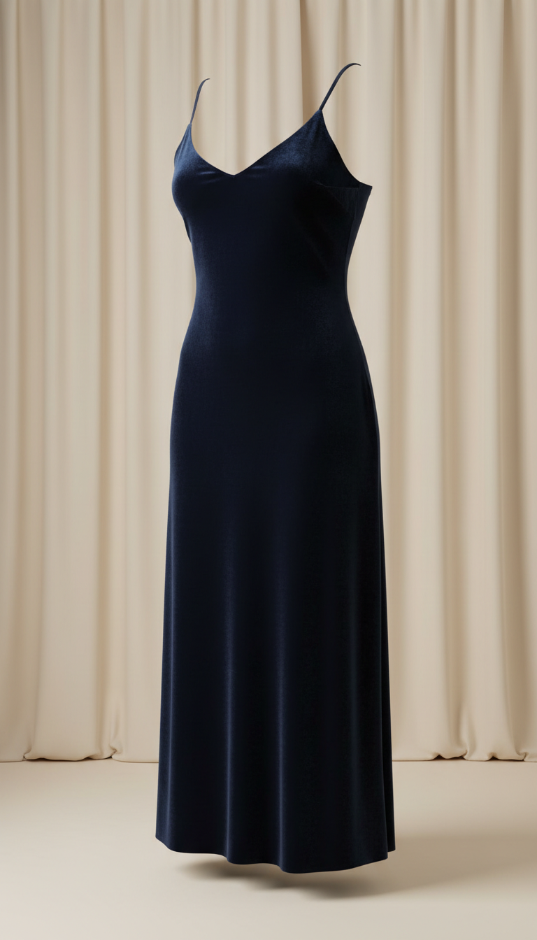Velvet Slip Dress in Midnight Indigo